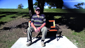 Newly restored seat, a place to rest and reflect